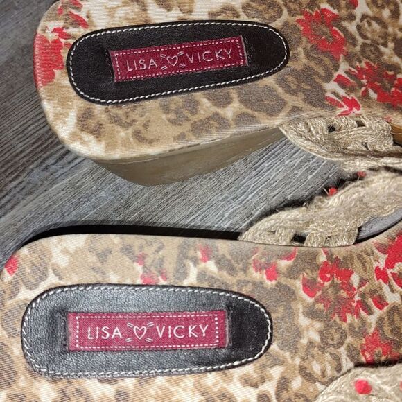 Lisa Vicky Macrame Thong Heel Sandals Sz 8 - Picture 7 of 9